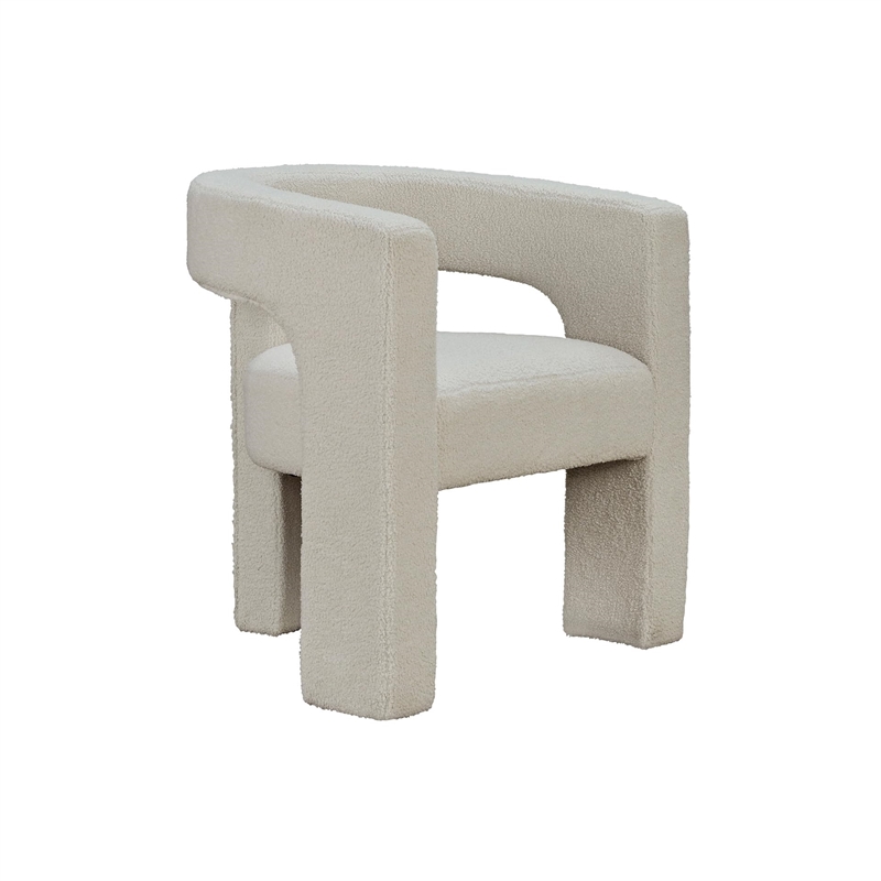Bowery Hill Modern Polyester Upholstery Ivory Finish Accent Chair