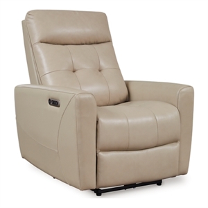 bowery hill leather sand finish power recliner with one-touch power control
