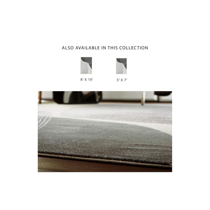 Bowery Hill Modern Polyester and Polypropylene Gray & Ivory 8x10 Rug