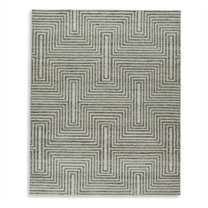 Bowery Hill Contemporary Wool and Cotton Ivory & Gray 8x10 Rug