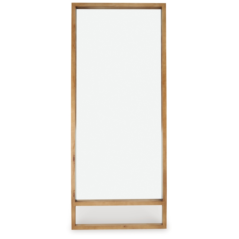 Bowery Hill Wood Contemporary Wood Light Brown Finish Floor Mirror