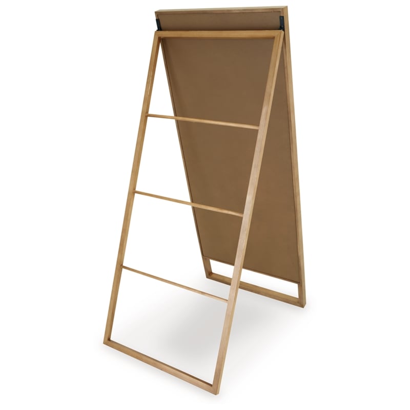 Bowery Hill Wood Contemporary Wood Light Brown Finish Floor Mirror