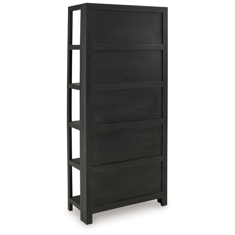 Bowery Hill Wood Contemporary Black & Natural Finish Bookcase
