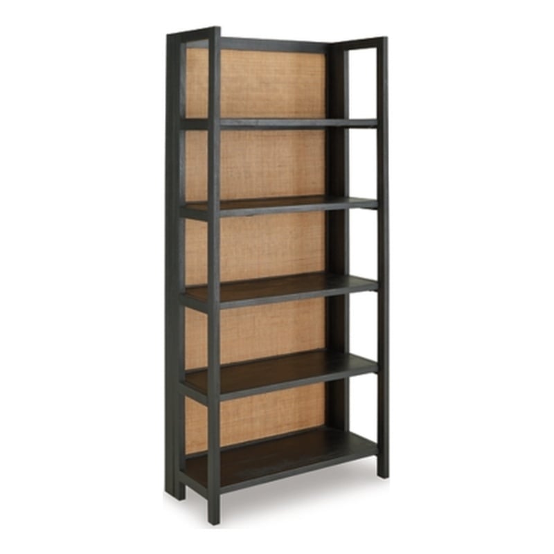 Bowery Hill Wood Contemporary Black & Natural Finish Bookcase