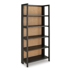 Bowery Hill Wood Contemporary Black & Natural Finish Bookcase