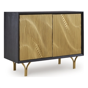 Bowery Hill Wood Contemporary Black & Gold Finish Accent Cabinet
