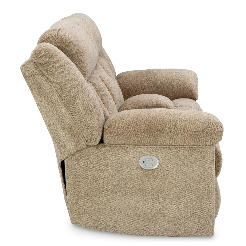 Bowery Hill Contemporary Tip-Off Wheat Power Reclining Loveseat