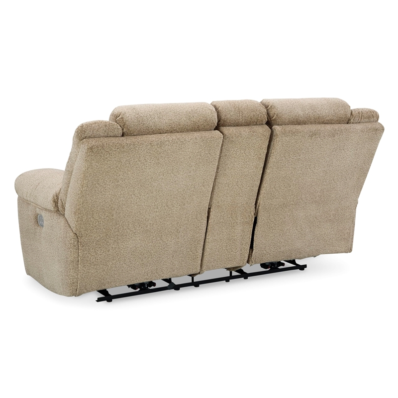 Bowery Hill Contemporary Tip-Off Wheat Power Reclining Loveseat