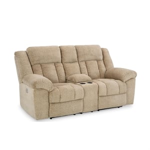 Bowery Hill Contemporary Tip-Off Wheat Power Reclining Loveseat