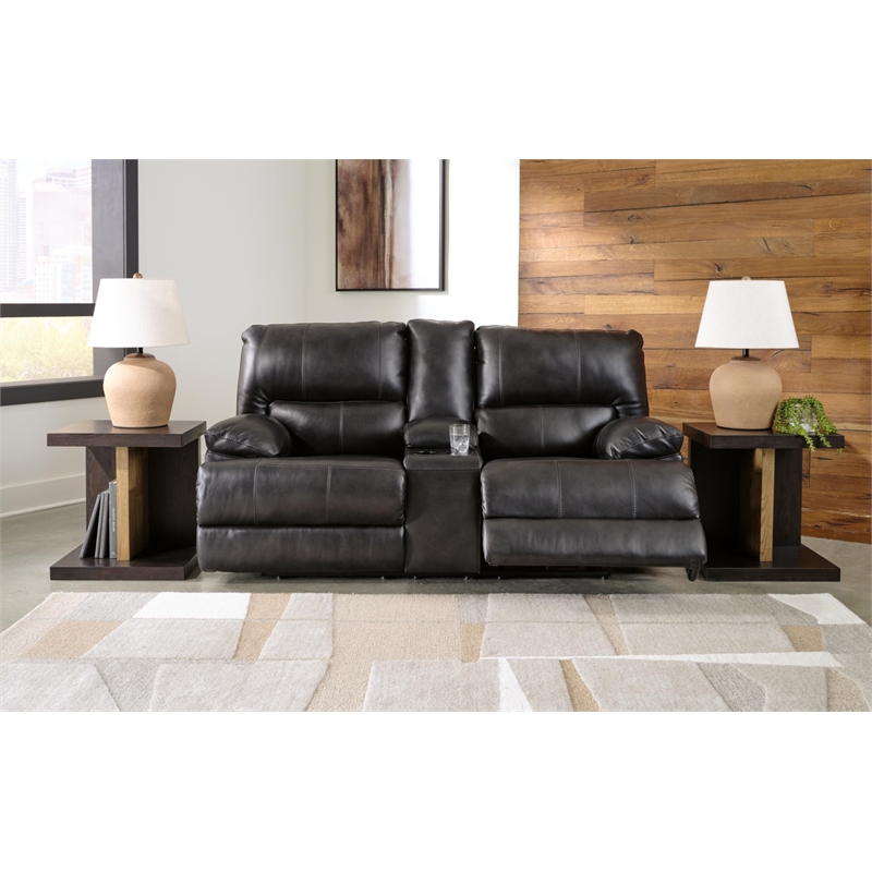 Bowery Hill Contemporary Mountainous Black Power Reclining Loveseat