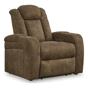 bowery hill faux leather contemporary brown finish power recliner