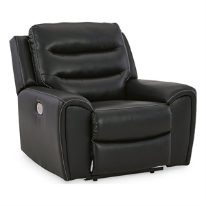 bowery hill faux leather contemporary black finish power recliner