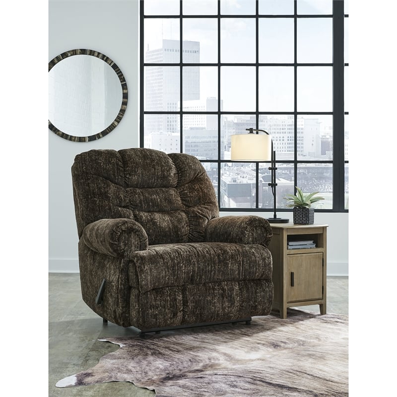 Bowery Hill Polyester Traditional One-pull Reclining Motion Chocolate Recliner