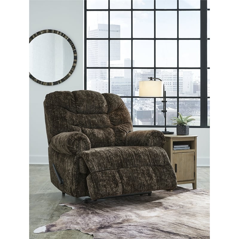 Bowery Hill Polyester Traditional One-pull Reclining Motion Chocolate Recliner