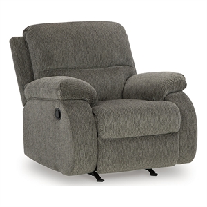 bowery hill polyester contemporary pull-tab reclining motion brindle recliner