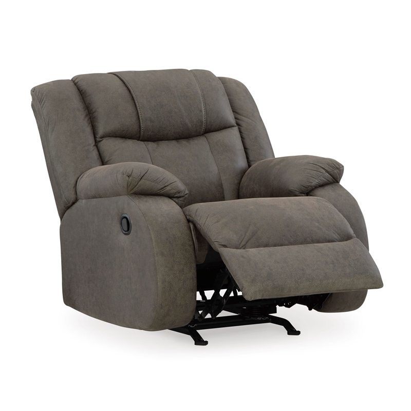 Bowery Hill Faux Leather Pull-tab Reclining Motion Gunmetal Recliner