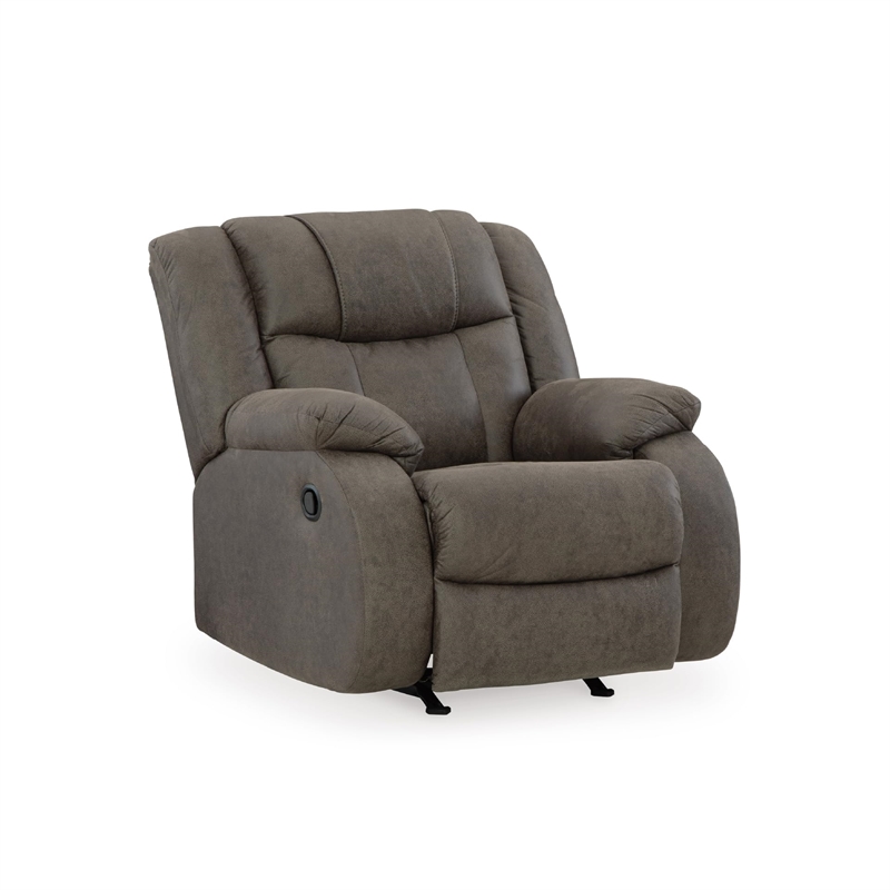 Bowery Hill Faux Leather Pull-tab Reclining Motion Gunmetal Recliner