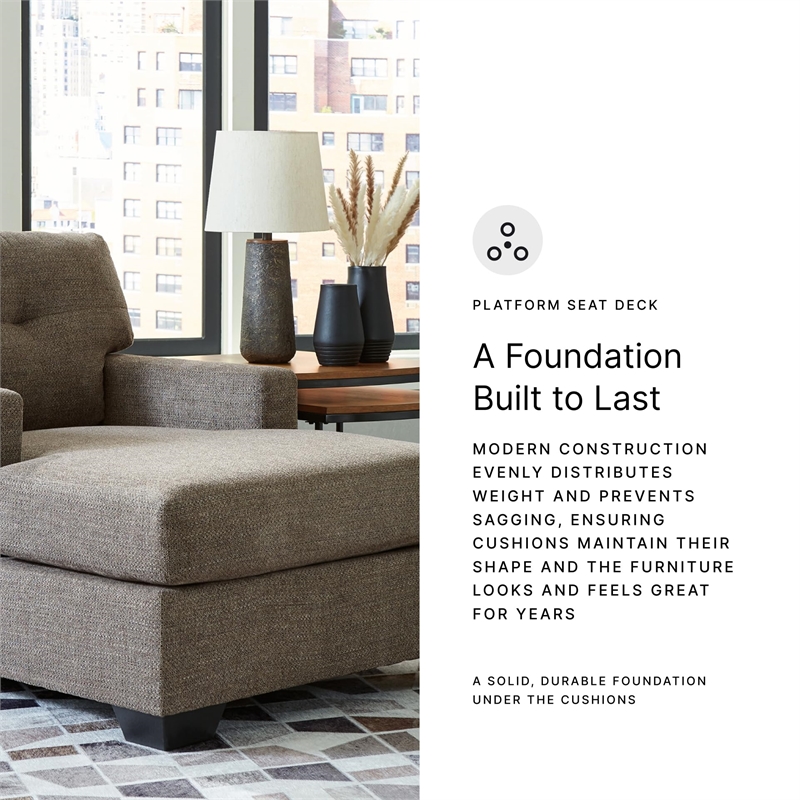 Bowery Hill Contemporary Corner-blocked frame Chocolate Chaise