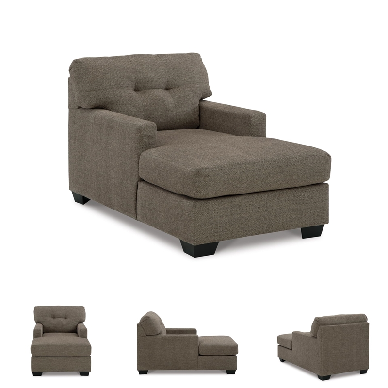 Bowery Hill Contemporary Corner-blocked frame Chocolate Chaise