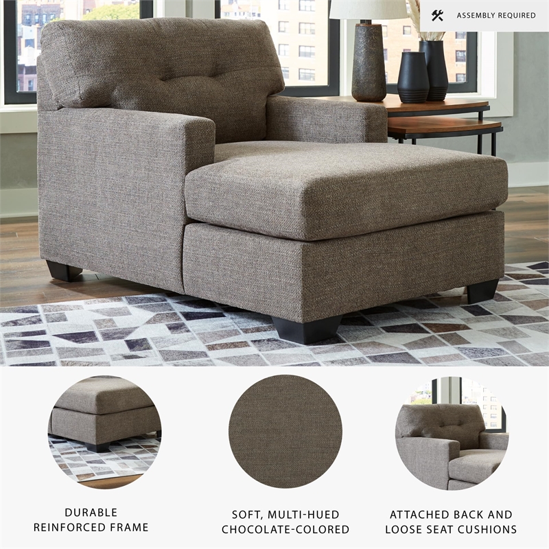 Bowery Hill Contemporary Corner-blocked frame Chocolate Chaise