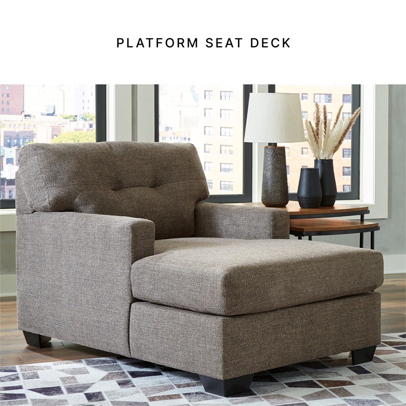 Bowery Hill Contemporary Corner-blocked frame Chocolate Chaise