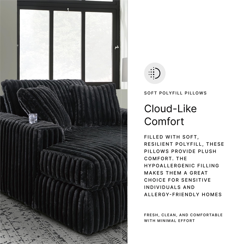 Bowery Hill Contemporary Corner-blocked frame Onyx Oversized Chaise