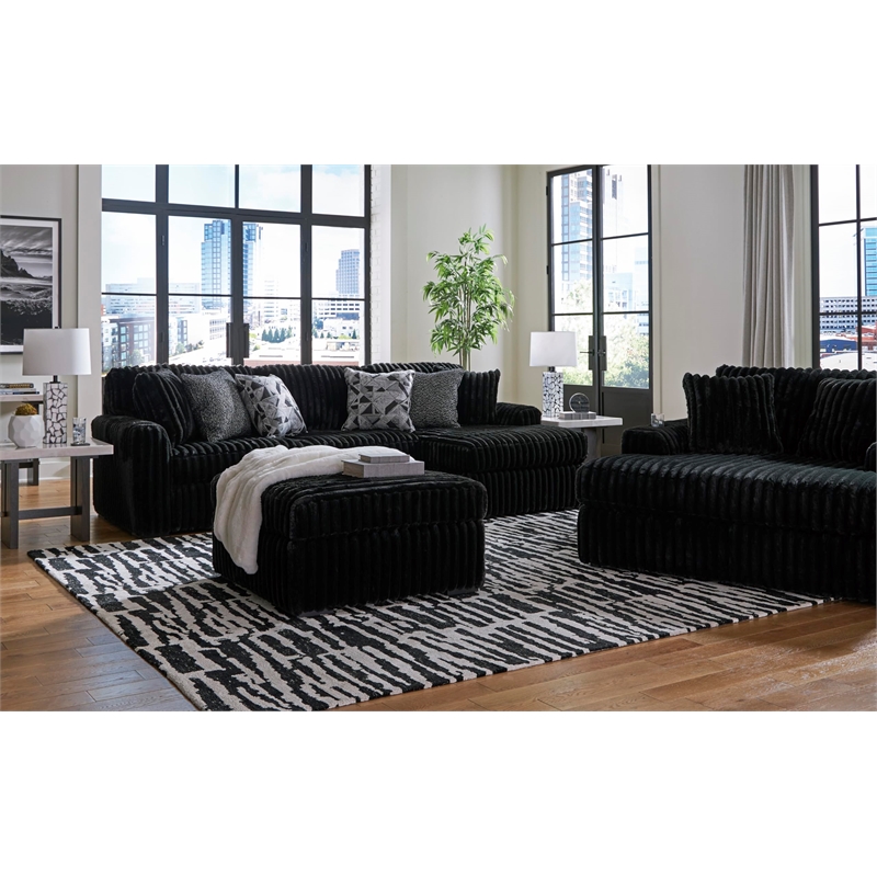 Bowery Hill Contemporary Corner-blocked frame Onyx Oversized Chaise