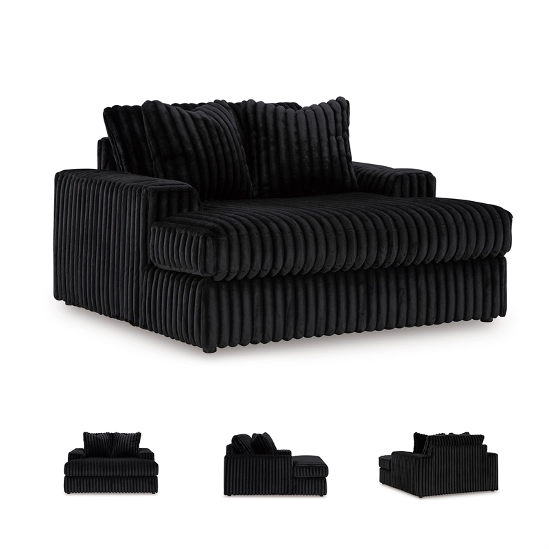 Bowery Hill Contemporary Corner-blocked frame Onyx Oversized Chaise