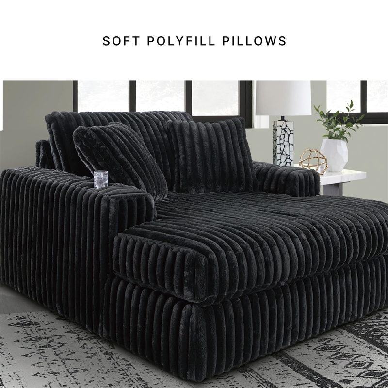 Bowery Hill Contemporary Corner-blocked frame Onyx Oversized Chaise