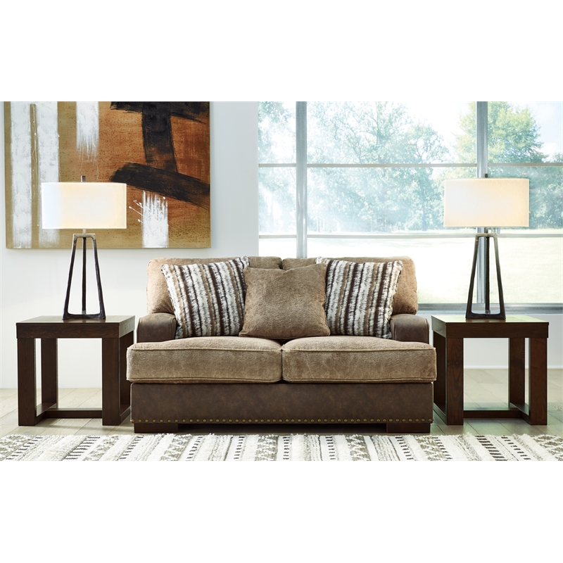 Bowery Hill Contemporary Corner-blocked frame Chocolate Loveseat