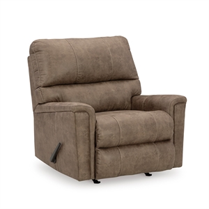 Bowery Hill Faux Leather Contemporary One-pull Reclining Motion Fossil Recliner