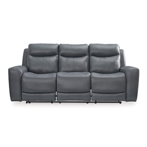 Bowery Hill Leather Contemporary Steel Finish Power Reclining Sofa
