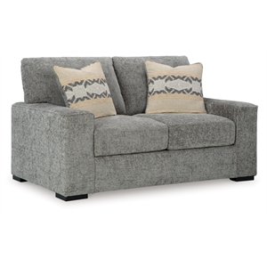 Bowery Hill Contemporary Corner-blocked frame Graphite Loveseat
