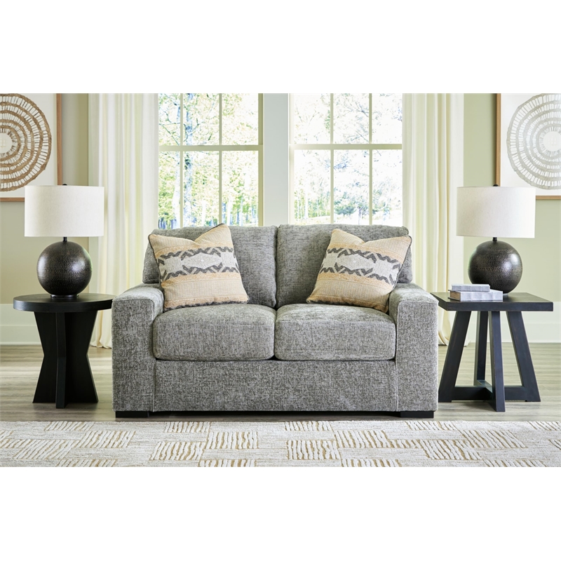 Bowery Hill Contemporary Corner-blocked frame Graphite Loveseat