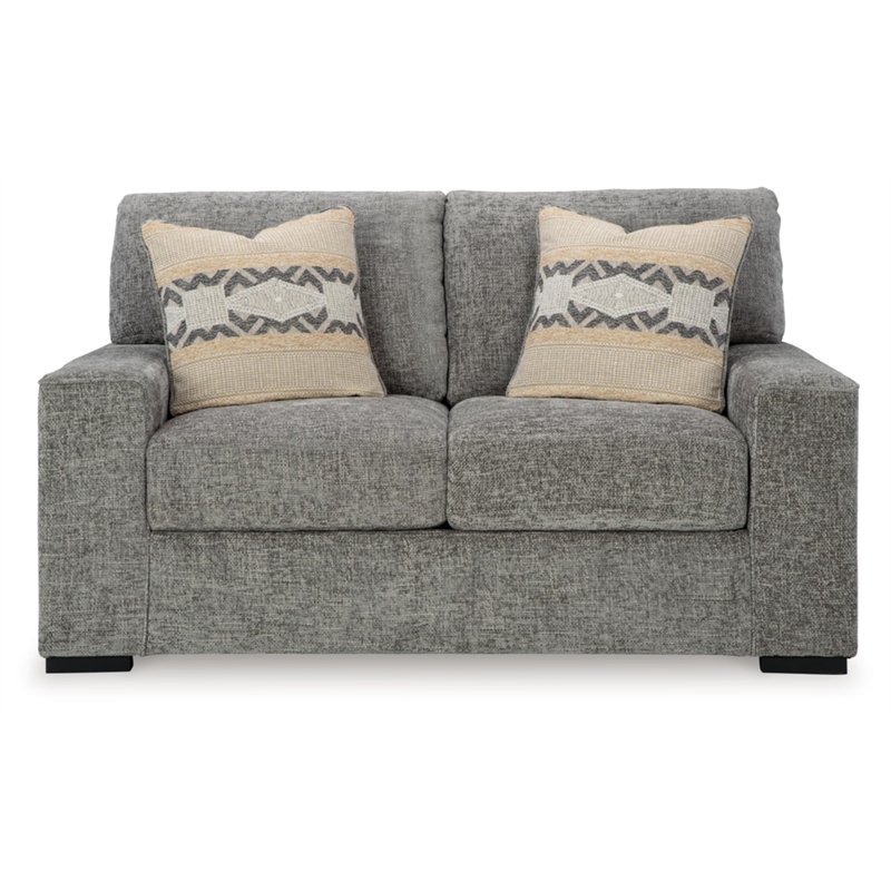 Bowery Hill Contemporary Corner-blocked frame Graphite Loveseat