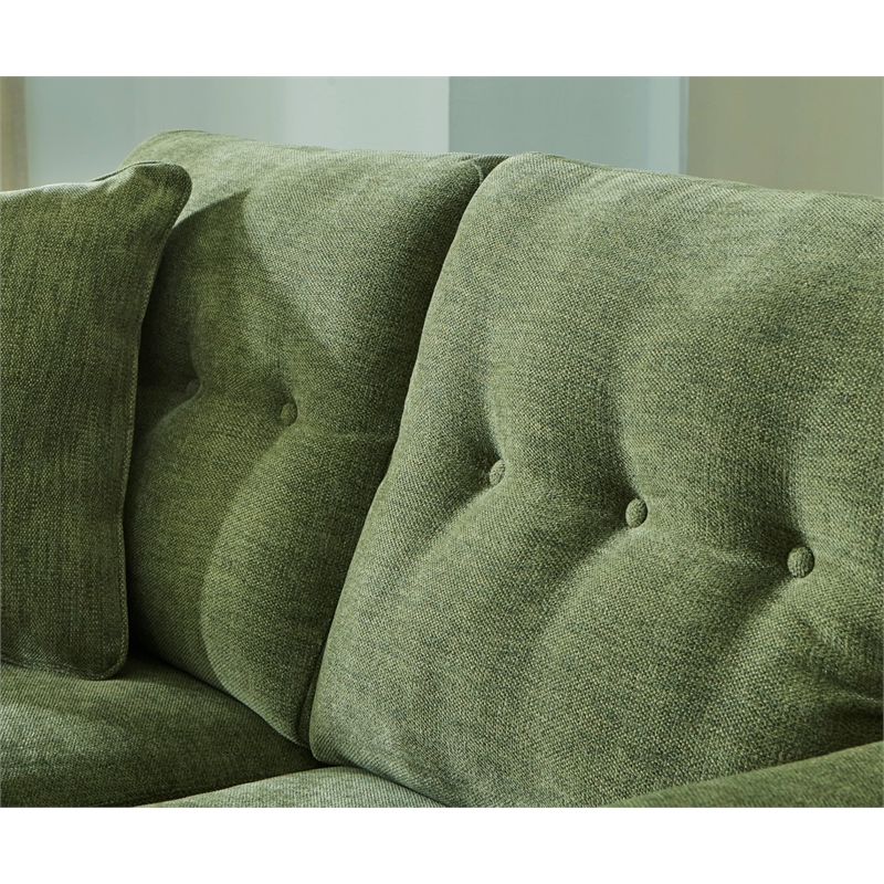 Bowery Hill Polyester Mid-Century Corner-blocked frame Green Loveseat