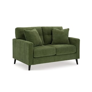 Bowery Hill Polyester Mid-Century Corner-blocked frame Green Loveseat