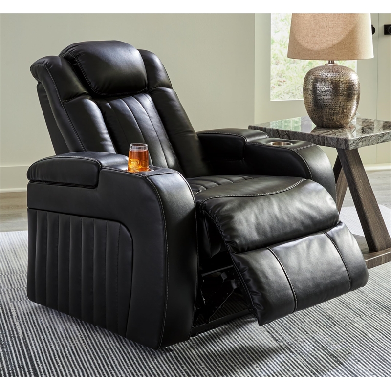 Bowery Hill Faux Leather Contemporary Midnight Power Recliner