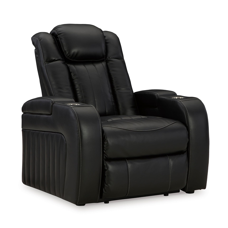 Bowery Hill Faux Leather Contemporary Midnight Power Recliner