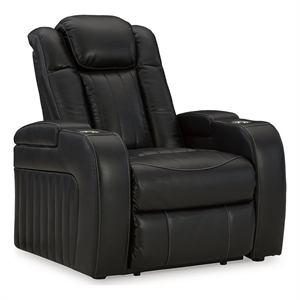 bowery hill faux leather contemporary midnight power recliner