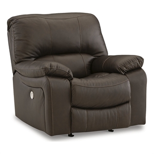 bowery hill leather contemporary dark brown finish power recliner