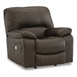 Bowery Hill Leather Contemporary Dark Brown Finish Power Recliner