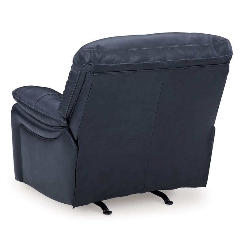 Bowery Hill Leather Contemporary Ocean Finish Power Recliner