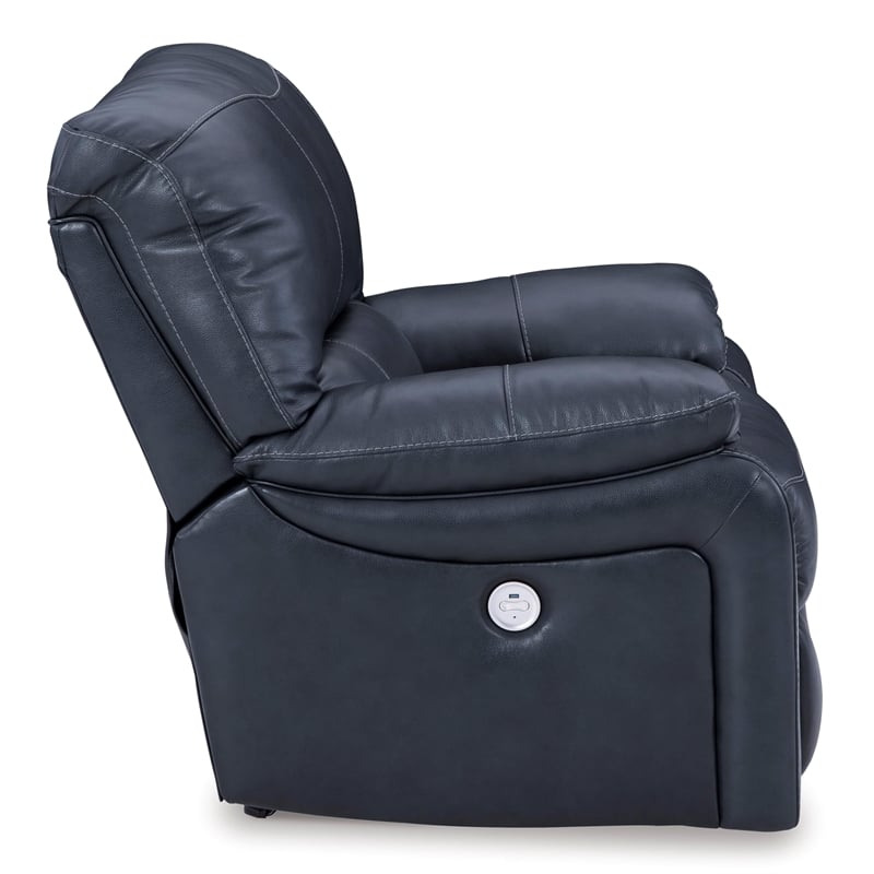 Bowery Hill Leather Contemporary Ocean Finish Power Recliner