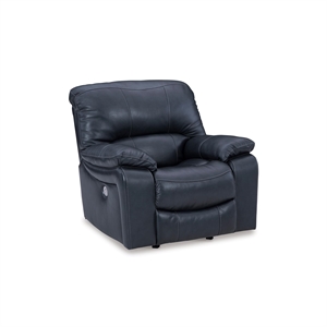 Bowery Hill Leather Contemporary Ocean Finish Power Recliner