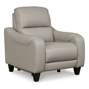 bowery hill leather gray finish power recliner with one-touch power control