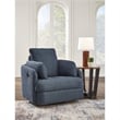Bowery Hill Polyester Contemporary Swivel Glider Recliner in Blue