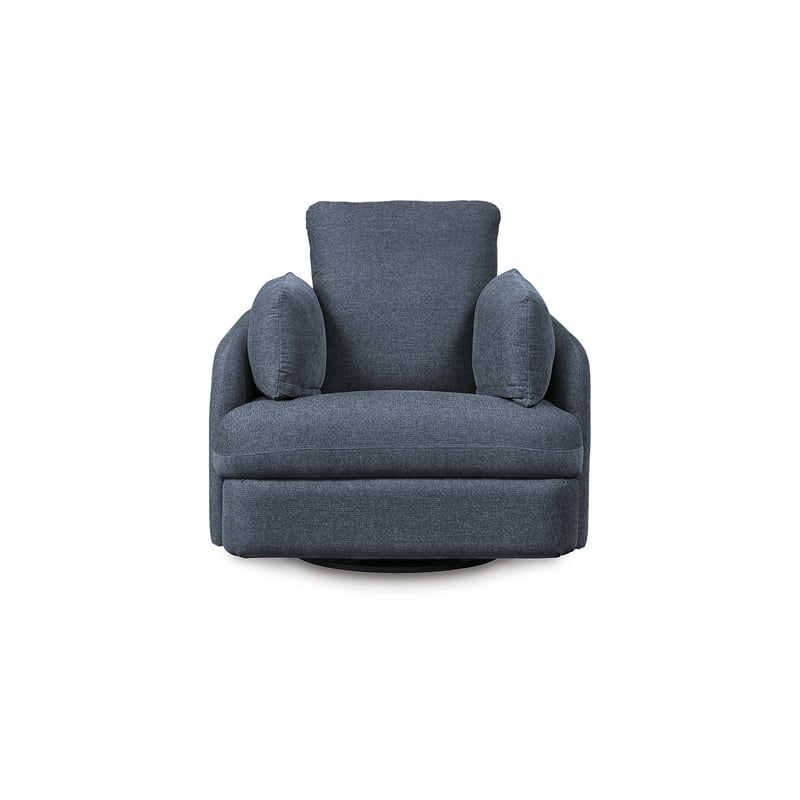 Bowery Hill Polyester Contemporary Swivel Glider Recliner in Blue