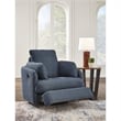 Bowery Hill Polyester Contemporary Swivel Glider Recliner in Blue