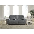 Bowery Hill Contemporary Gray Power Reclining Loveseat with Console